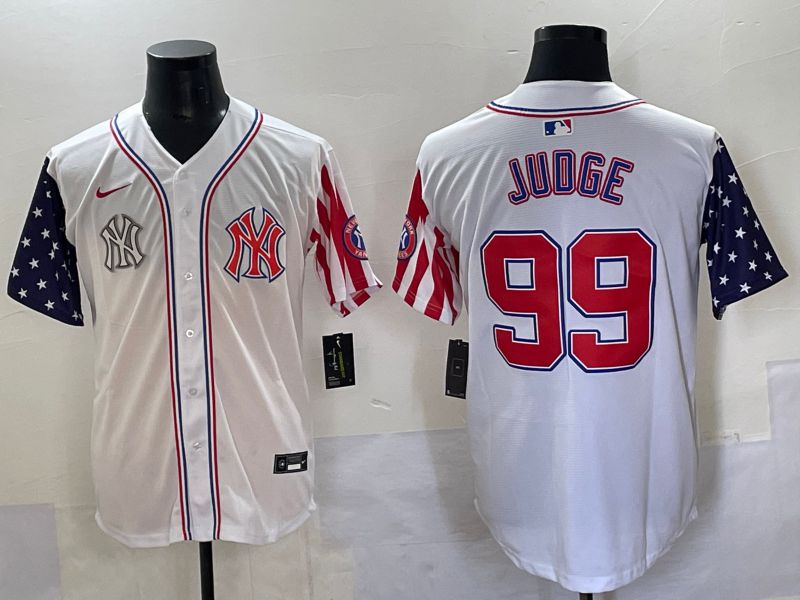Men New York Yankees #99 Judge White a generation of national flags Jointly Name 2025 Nike MLB Jersey style 9->new york yankees->MLB Jersey